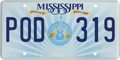 MS license plate POD319