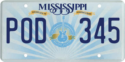 MS license plate POD345