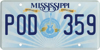MS license plate POD359
