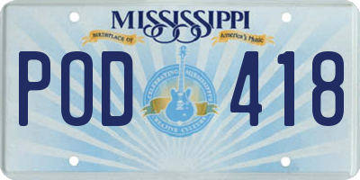 MS license plate POD418
