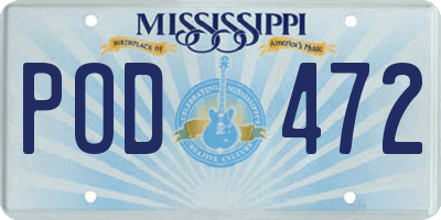 MS license plate POD472