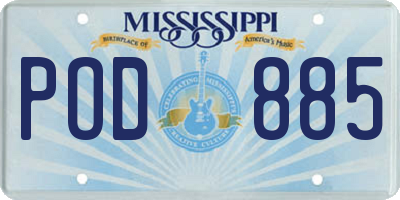 MS license plate POD885