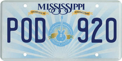 MS license plate POD920