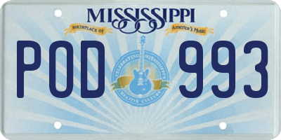 MS license plate POD993