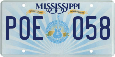 MS license plate POE058