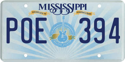 MS license plate POE394