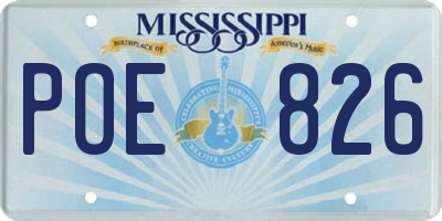MS license plate POE826