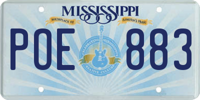 MS license plate POE883