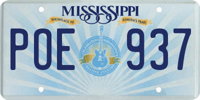 MS license plate POE937
