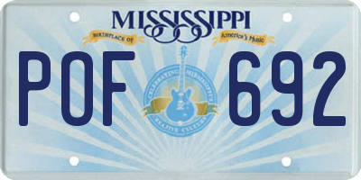 MS license plate POF692
