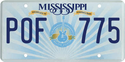 MS license plate POF775