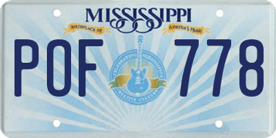 MS license plate POF778