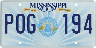 MS license plate POG194