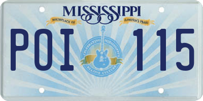 MS license plate POI115