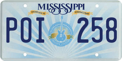 MS license plate POI258