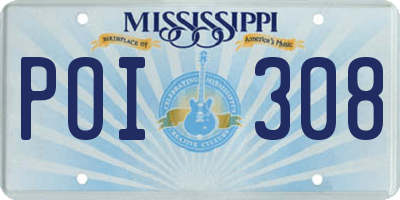 MS license plate POI308