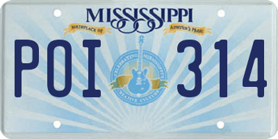 MS license plate POI314