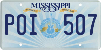 MS license plate POI507