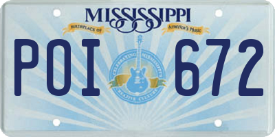 MS license plate POI672