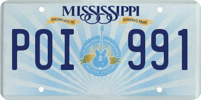 MS license plate POI991