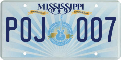 MS license plate POJ007