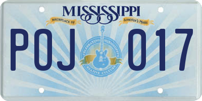 MS license plate POJ017