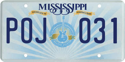 MS license plate POJ031
