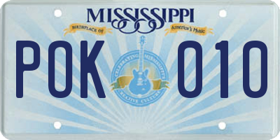 MS license plate POK010