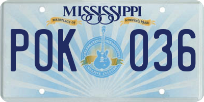 MS license plate POK036