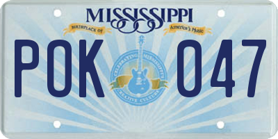 MS license plate POK047