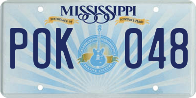 MS license plate POK048