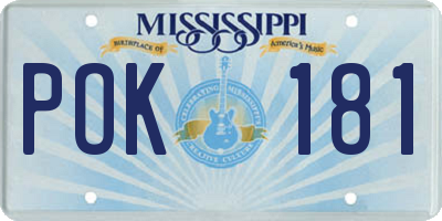 MS license plate POK181