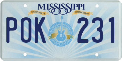 MS license plate POK231