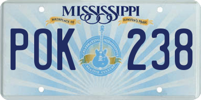 MS license plate POK238