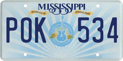 MS license plate POK534