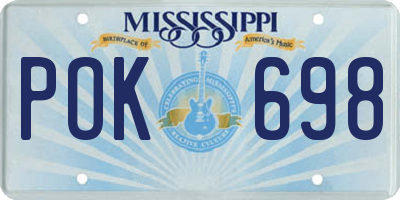 MS license plate POK698