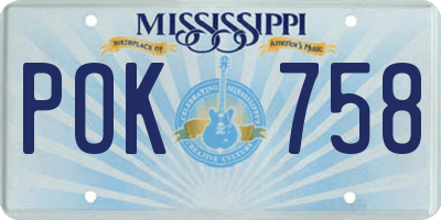 MS license plate POK758