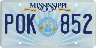 MS license plate POK852