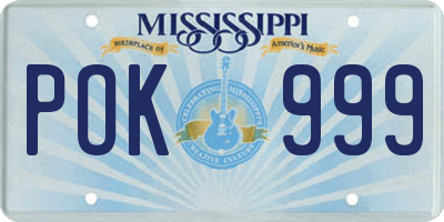 MS license plate POK999