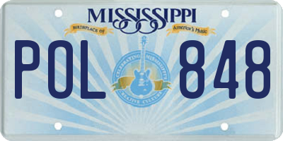MS license plate POL848