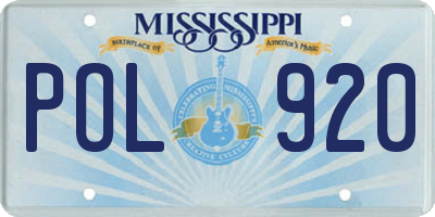 MS license plate POL920