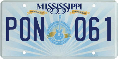 MS license plate PON061