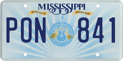 MS license plate PON841