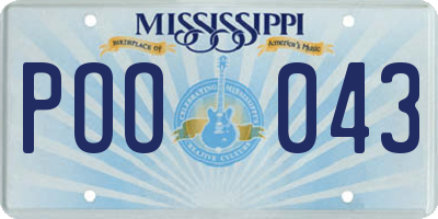 MS license plate POO043