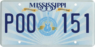 MS license plate POO151