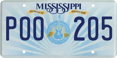 MS license plate POO205
