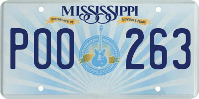 MS license plate POO263