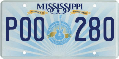 MS license plate POO280