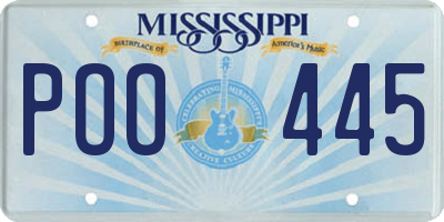 MS license plate POO445