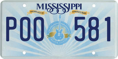 MS license plate POO581